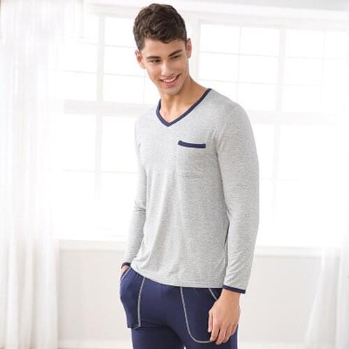 Mens Pajamas Spring Autumn Full Sleeve Sleepwear Cotton Solid Cardigan Pajamas Men Lounge Pajama Sets Plus size L 3XL Sleep