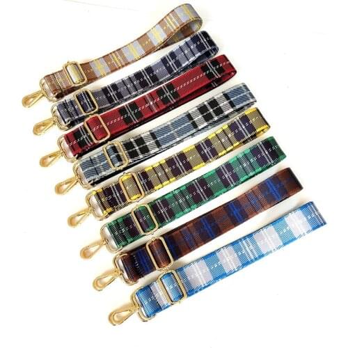 Adjustable Women Bag Strap Trendy Stripe Design Gold Buckle Lady Shoulder Straps Easy Matching Plaid Style Bag Belts For Bags