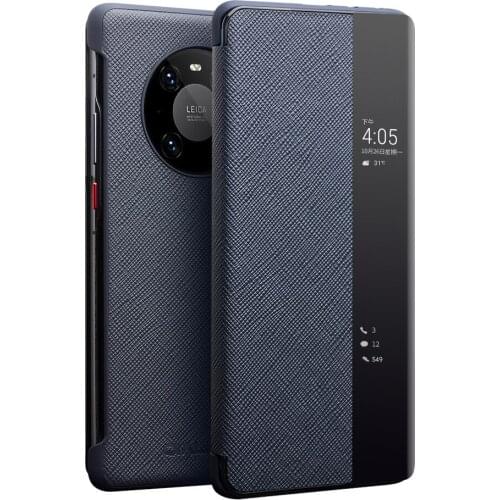 QIALINO Luxury Genuine Leather Phone Cover for Huawei Mate 40 Pro+ Ultra Thin Flip Case with Smart View for Huawei Mate 40