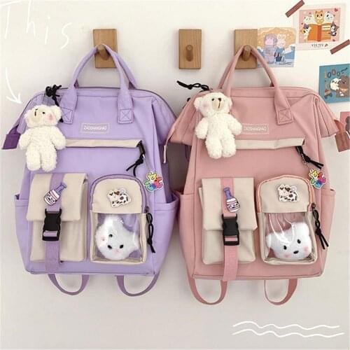 2021 Purple Backpack Women Waterproof Candy Colors Backpacks Fancy High School Bags for Teenage Girl Cute Travel backpcak