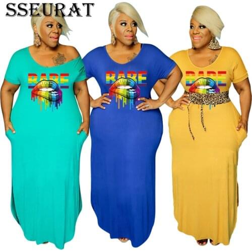 SSEURAT Plus Size Casual Floor-length Loose Women Elegant Fashion Dress Sexy Short SLeeve V-neck Long Dress 2021