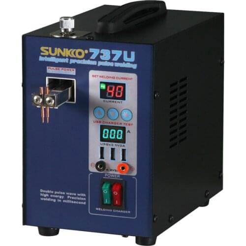 SUNKKO 737U Digital Display Double pulse Spot Welder LED illumination USB charging Handheld Welding Machine for 18650 battery