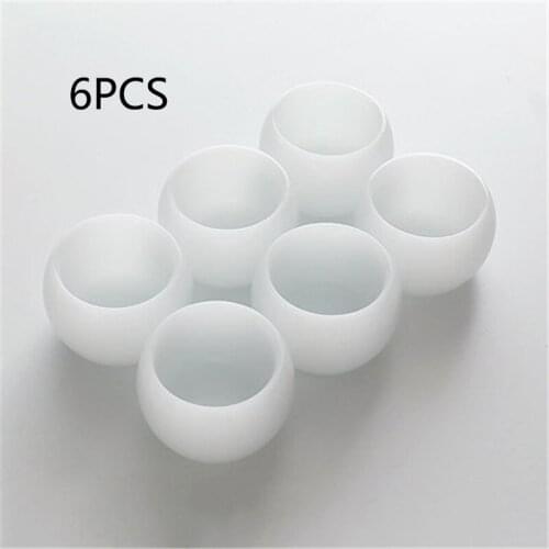 Heat-resistant White Porcelain Jade Porcelain Tea Cup White Jade Glass TeaCup Master Cup Personal Single Cup Kung Fu TeaSet 6pcs