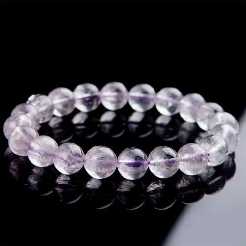10mm Natural Genuine Kunzite Bracelets For Women Transparent Stretch Charm Round Crystal Bead Bracelet Just One