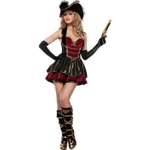 Adult Women Pirate Warrior Cosplay Costume Halloween Carnival Party Dress