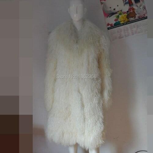 SJ546 Fashion Women Sheep Fur Coat 2019 Winter Shawl Collar 100CM length Real Fur Coat