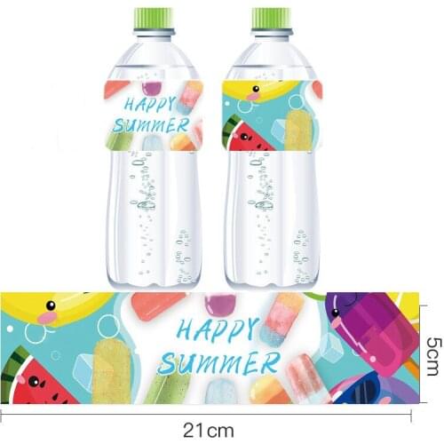 Omilut 12pcs Popsicle Birthday Party Sticker Ice Cream Cone Party Mineral Water Bottle Label Hello Summer Party Decor Supplies