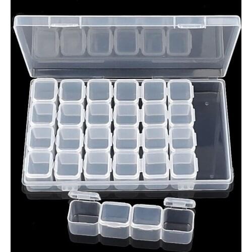 28 Grids Empty Nail Art Storage Case Nail Glitter Rhinestone Crystal Beads Accessories Container Nails Display Clear Box