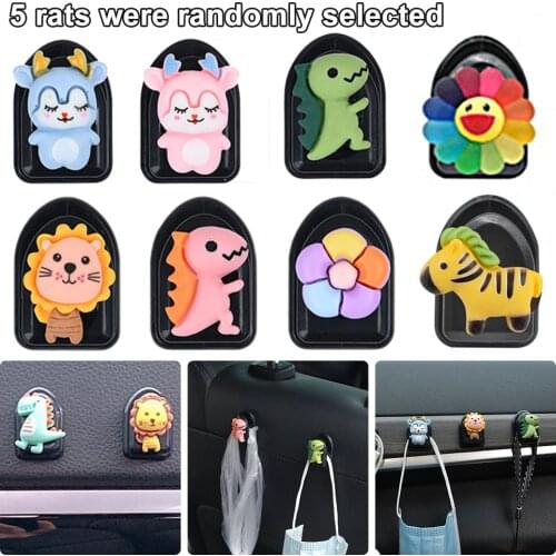5Pcs USB Cable Headphone Key Storage Car Adhesive Hook Car Accessories Cartoon Car Hooks Organizer Car Clips Storage Hanger
