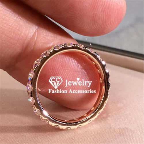 CC S925 Silver Wedding Rings For Women Cubic Zirconia Ring White Gold Plated Engagement Trendy Jewelry Bijoux Femme CC1565