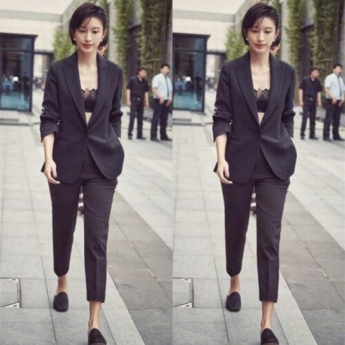 Spring and autumn new self-cultivation one button small suit British style business suit suit suit female tide plus size