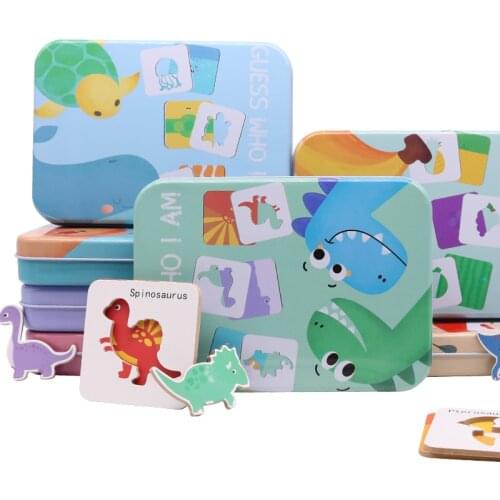 Kids Wooden Toys Pattern Animal Dinosaur Jigsaw Puzzle Tangram Montessori Early Education Sorting Games Toys Gifts for Children