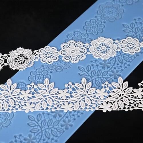 Flowers Leaves Border Mould Lace Mat Silicone Mold Fondant Cake Decorating Tool Chocolate Gumpastes Sugarcraft Forms Bakeware