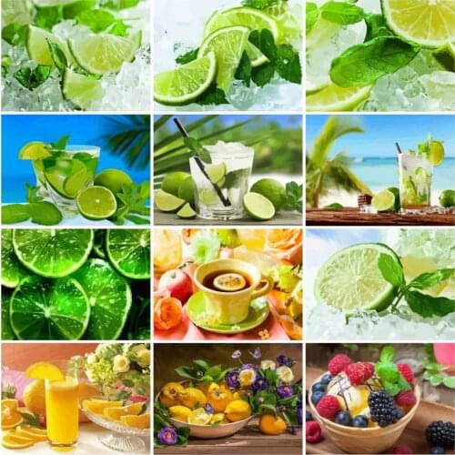 HUACAN Oil Painting By Number Lemon Fruit HandPainted Kits Drawing Canvas DIY Pictures Food Home Decoration Art Gift