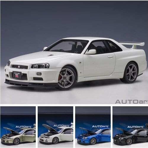 AUTOart 1:18 Nissan Skyline GTR R34 Sports car model collection die cast alloy simulation car model ornaments