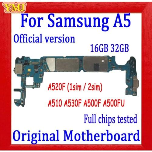 For Samsung A5 A520F A530F A510F A500F A500FU A5000 Motherboard EU Version,Original unlocked with Android System Logic boards