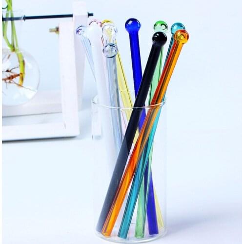 Norbi Reusable Straw Resistant Glass Straw With Colored Round Head Borosilicate Glass Straw With Colored Round Head Dropshipping