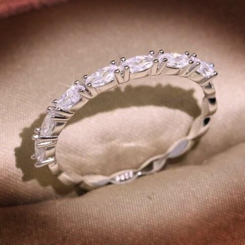 S925 Silver Fashion Women Finger Ring Minimalist Simple Ring For Women Crystal Elegant Bridal Ring Jewelry Crystal Tail Rings