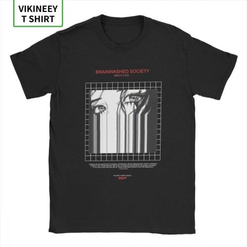 Brainwashed Society Harajuku T-Shirt Men Anime Vaporwave Japan Grunge Sad Cotton Tee Shirt Short Sleeve T Shirt Plus Size Tops