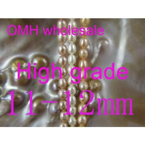 OMH wholesale 25pcs 11-12mm High Grade DIY Necklace bracelet jewelry accessories oval Real Freshwater pearls space beads PJ328