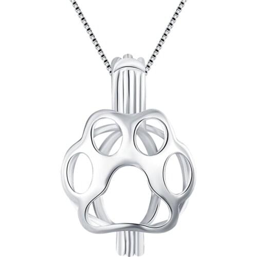 CLUCI 3pcs Cat Footprint Silver 925 Pendant for Necklace Jewelry 925 Sterling Silver Women Charms Pendant Pearl Locket SC104SB