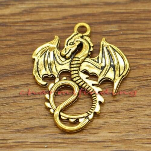 4pcs 35x28mm Large Dragon Charms Antiuqe Gold Tone Metal Alloy Pendant Accessories DIY Bracelet Handmade Necklace Jewelry Making