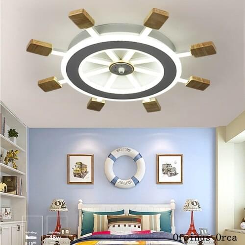 Nordic personality rudder ceiling lamp boy bedroom childrens room lamp Mediterranean cartoon creative LED blue ceiling lamp