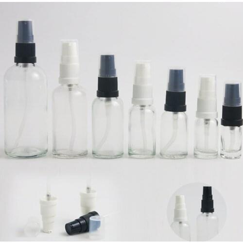 10 x 1oz Transparent Refillable Essential Oil CGlass Bottles With Pump 5ml 10ml 15ml 20ml 50ml 100ml Glass Shampoo Container