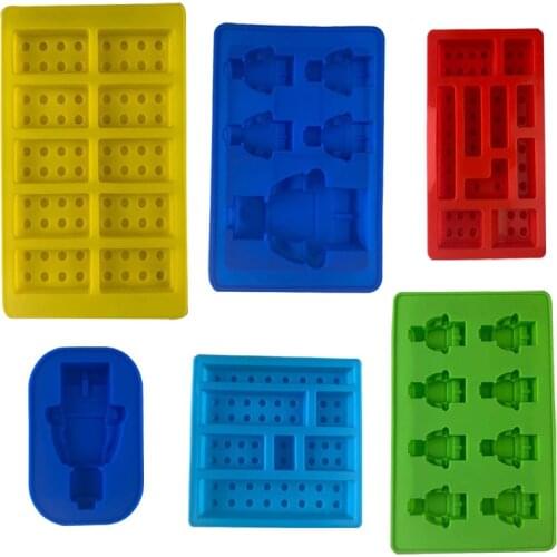 Silicone Cake Mold Chocolate Cookie Fondant Mold Robot Building Blocks DIY Ice Craem Mould Cake Decoration Kitchen Baking Tools