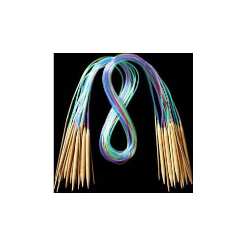 18pcs Multicolor Tube Circular Carbonized Bamboo Double Pointed Knitting Needles