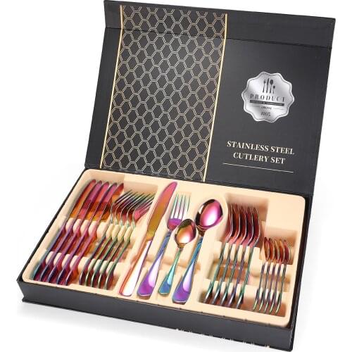 Stainless Steel Tableware 24-Piece Set Four-Piece Cross-Border Gift Set of Spoons and Forks