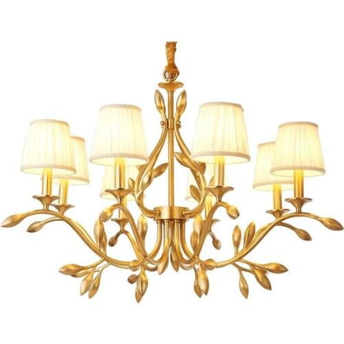 Traditional Copper Chandeliers Lighting 10 Arm Luxury Home Lighting Fixture Abajour Lustre Enfant Creative Hanging Lamp