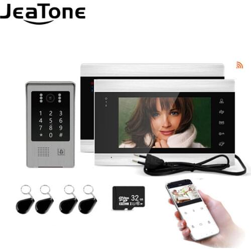 Jeatone 7inch Tuya WiFi Video Intercom for Home with Keypad/RFID Card/APP Unlock+Motion Detection Access Control+Multi-languages