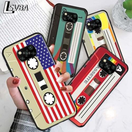 Retro vintage tape for Xiaomi Poco X3 NFC X2 M3 M2 F2 F3 Pro C3 F1 A2 Lite Mix3 Play Silicone Soft Black Phone Case