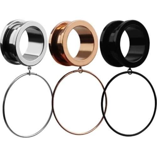 New 2PCS Rose Gold Stainless Steel Ear Plugs and Tunnels Piercings Punk Expansion Ear Stretched Fesh Tunnel Body Jewelry