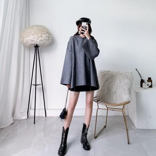 [ZAYAU]Autumn and Winter Slouchy Hooded Sweater Girl Student Pullover Loose
