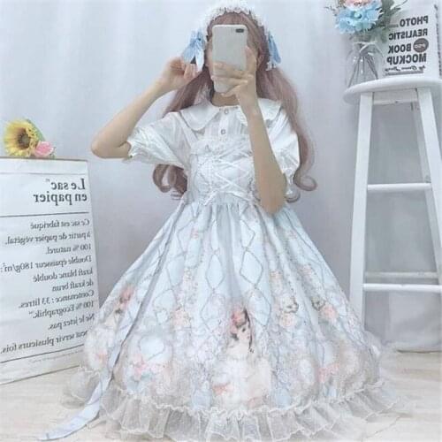 Lace Sweet Lolita Dress Women Maid Costume Dress Cute Japanese Costume Kawaii Gothic Party Robe Renaissance Vestido Cosplay 2020