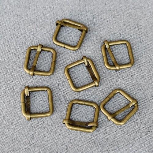 100 Pieces 20mm Antique Brass Clad Metal Slider Three Sliding Lines Form Roller Pin Buckle With Slider Adjustment Buckle