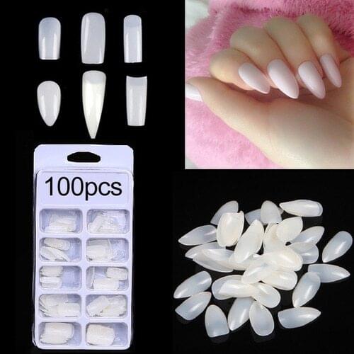 100PCS Artificial Nail TipsTransparent Natural French False Nails Acrylic Uv Gel Nail Art Tips Tools Set