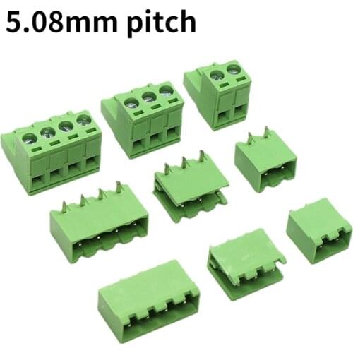 2-12pin 2EDGK 5.08mm Pitch PCB Screw Terminal Straight Needle/Curved Pin Plug Socket Block Connector for AWG28-12 Cable