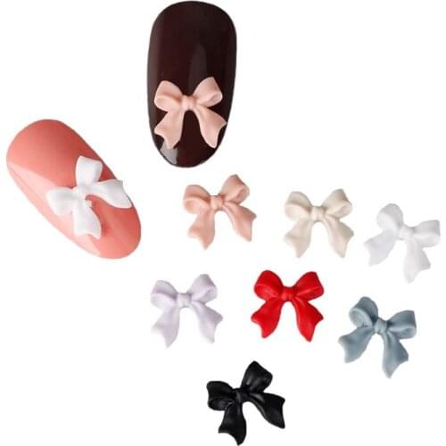 3D Bow Nail Stickers Matte Designs Art 10PCS/lot Fashion Lovely Korean Style Acrylic Nail Jewelry Bows Tie