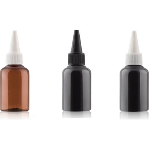 50ml Empty Water Lotion black Plastic Bottles With Twist Top Cap Liquid Packaging Containers Glue Container With Pointed Top
