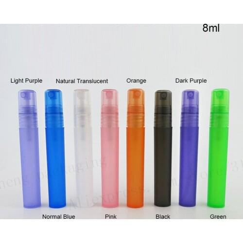 8ml Travel Portable PP Plastic Perfume Mist Spray Bottles containers atomizer Mini refillable Cosmetic Packaging 100pcs