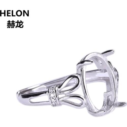 925 Sterling Silver Engagement Wedding Semi Mount Ring for 13x18mm 13.5x18.5mm 10x14mm Oval Cabochon Amber Opal Agate Setting