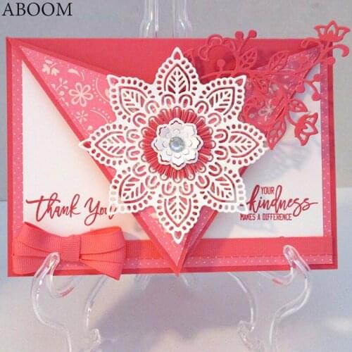 ABOOM 1PC Round Flower Metal Cutting Dies Stencil Scrapbooking Photo Album Card Paper Embossing Craft DIY Invitation Card Mold