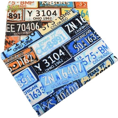 Chainho,License Plate Series Cotton Canvas Fabric,Handmade Fabric Cloth For Sofa Curtain Bag Home Decoration Material,50x150cm