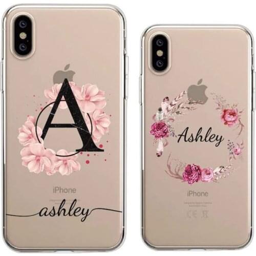 Custom Personalization Name Vintage Flower Wreath Bouquet Phone Soft Clear Case For iPhone 12 11 Pro Max XS Max XR 7Plus 8Plus