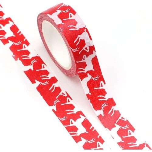 10pcs/lot Decorative Reindeer on Red XMAS Washi Tapes DIY Scrapbooking Stickers Adhesive Masking Tape Kawaii Papeleria Wholesale