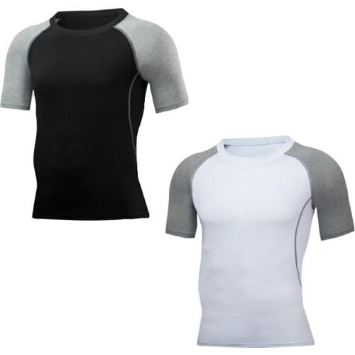Men T-shirt Compression Fitness Grey Black Tshirt Gym Musculation Quick Dry Plus Size 3xl