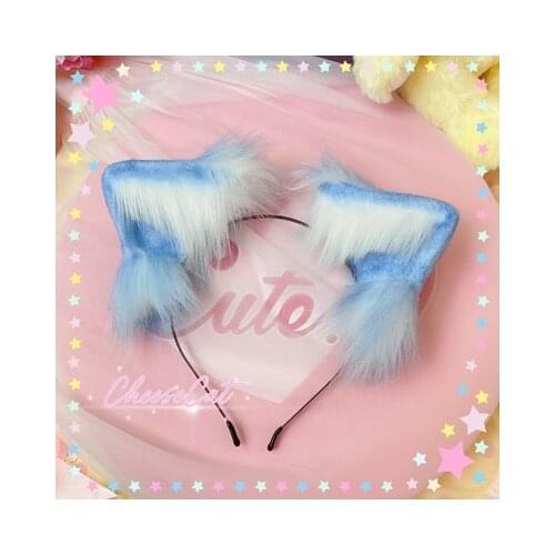Candy Color Animal Ears Wolf Cat Tabby Cat Lolita Headdress Kc Side Clip Headband